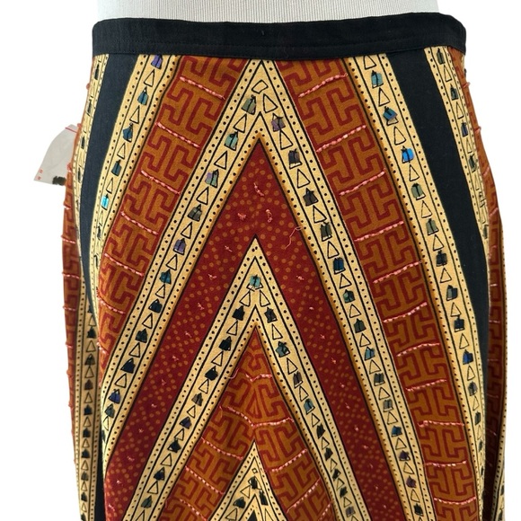 Willie Smith Beaded Bohemian New Without Tags Chevron Patterned Maxi Skirt - Picture 5 of 15